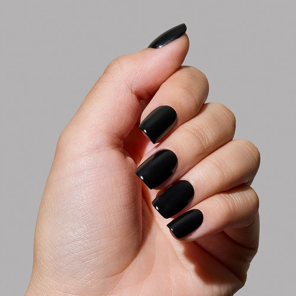 Jet Black press-on nails with glossy finish