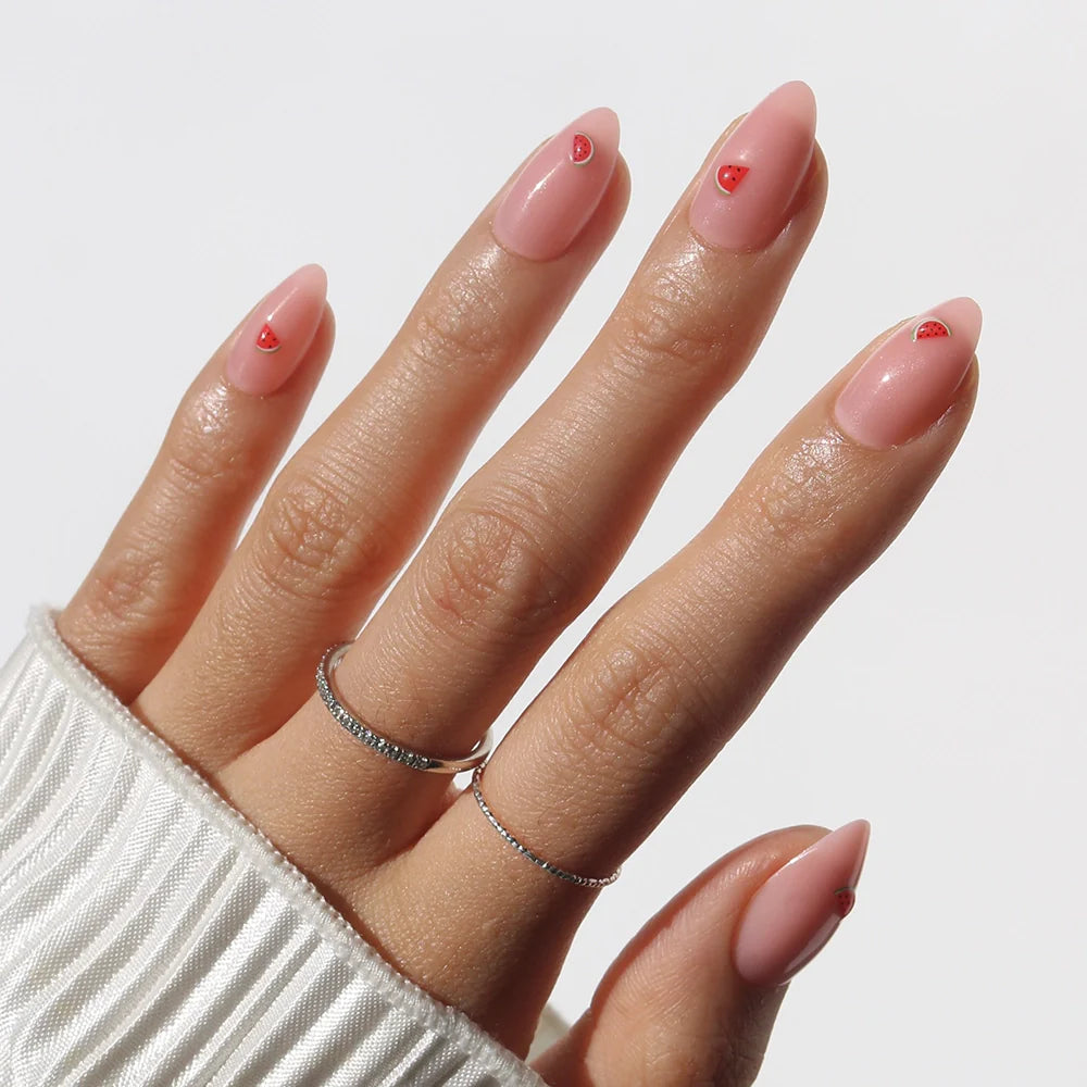 Juicy Slice press-on nails in pink shade