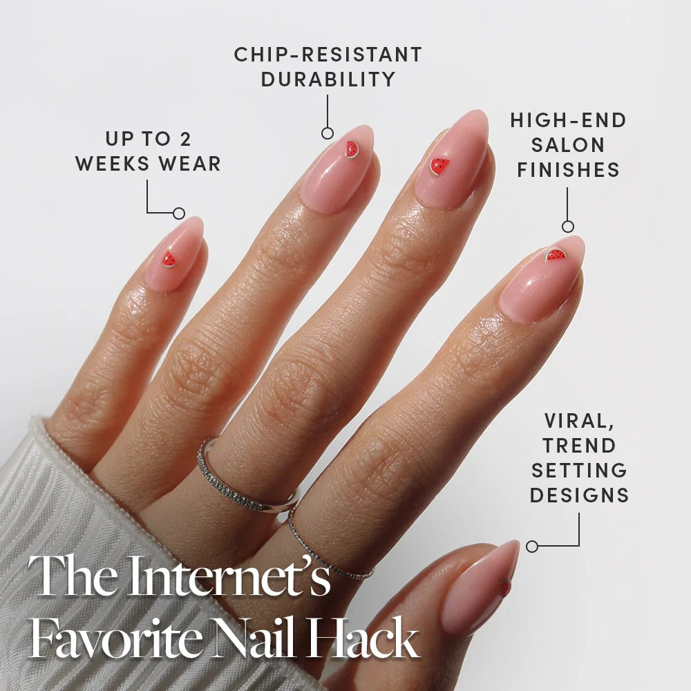 Juicy Slice press-on nail design - solid color style detail