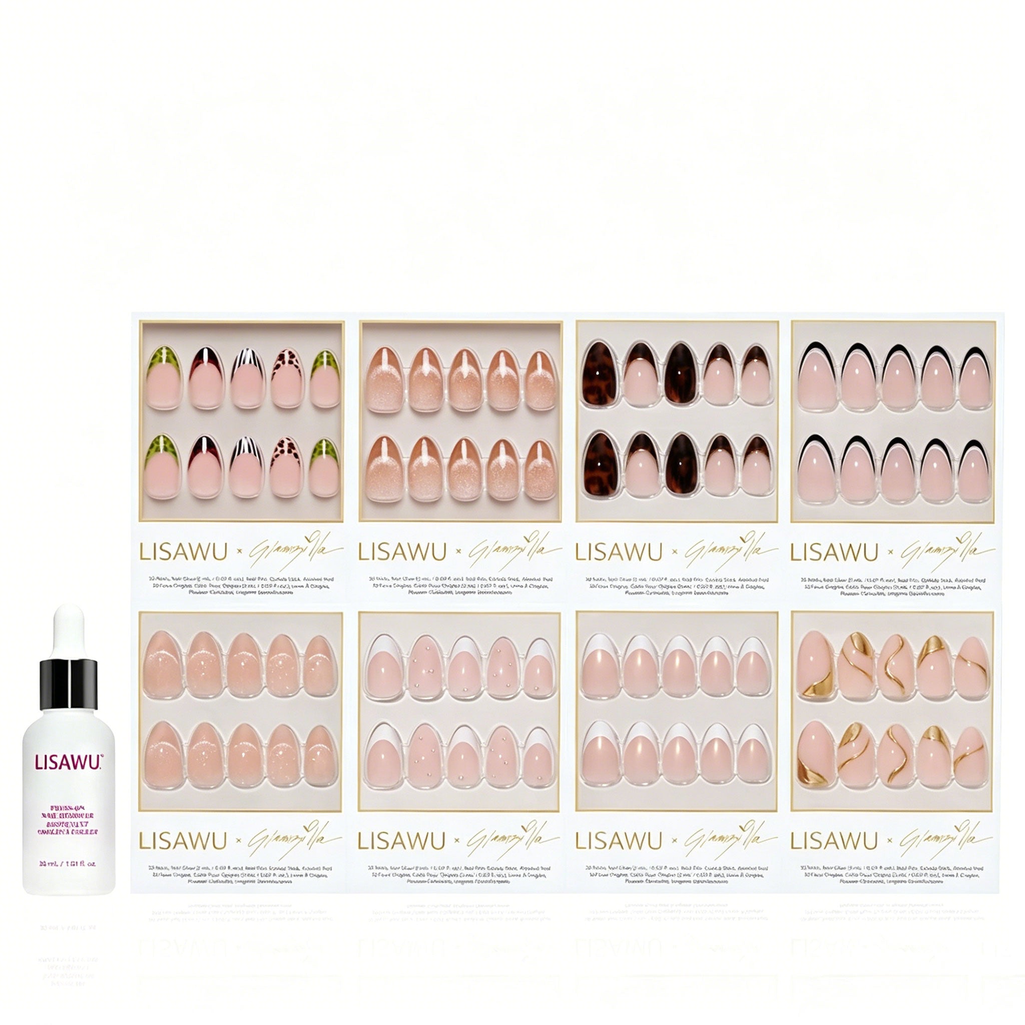 LA RICH BI$H press-on nails in gold shade