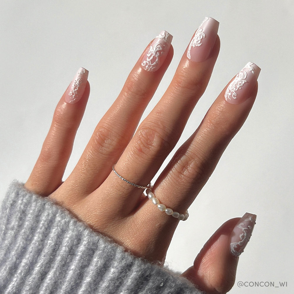 Lace Blush press-on nails in pink shade
