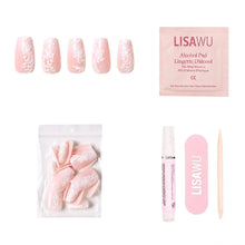 Lace Blush press-on nails with glossy finish
