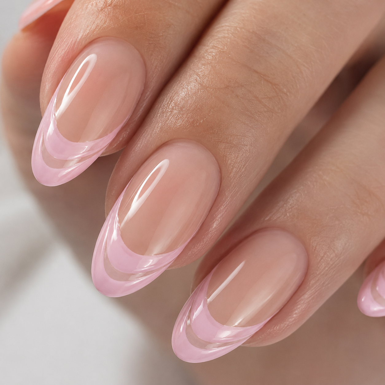 Light Pink French Tip Press-On Nails press-on nail bundle - full set view