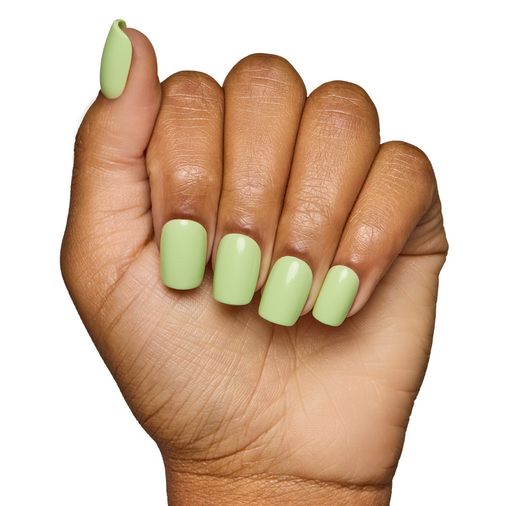 Light Sage press-on nails in soft muted green shade showcasing elegant almond shape nail set