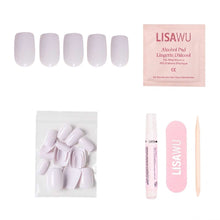 Lilac Gray press-on nails with glossy finish