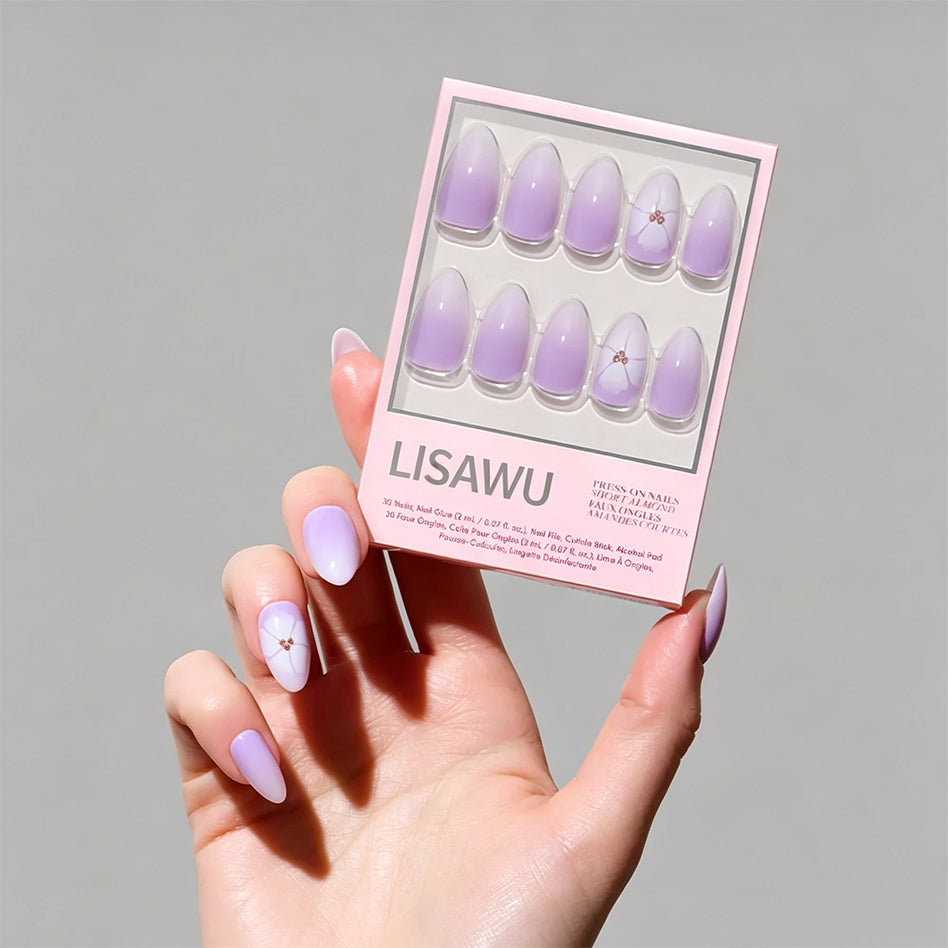 Lilac Reef press-on nails in white shade
