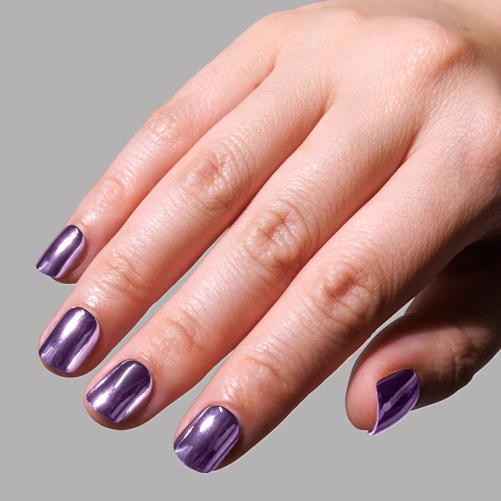 Lilac Steel press-on nails - square shape, super short length