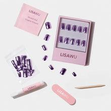 Lilac Steel press-on nail design - metallic chrome style detail