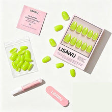 Lime Green press-on nail design - solid color style detail