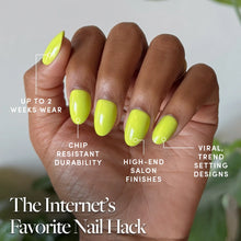 Lime Green press-on nail bundle - full set view
