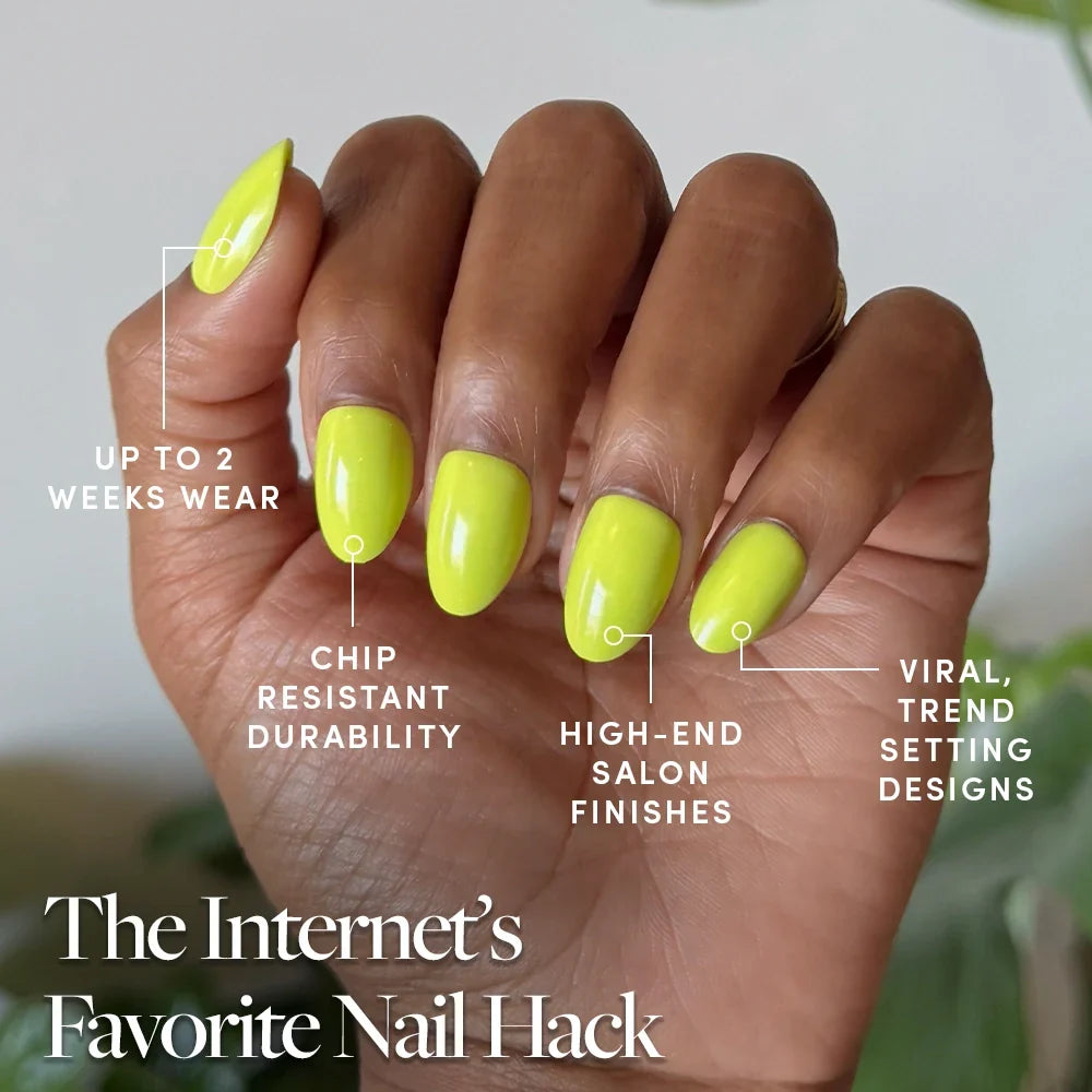 Lime Green press-on nail bundle - full set view