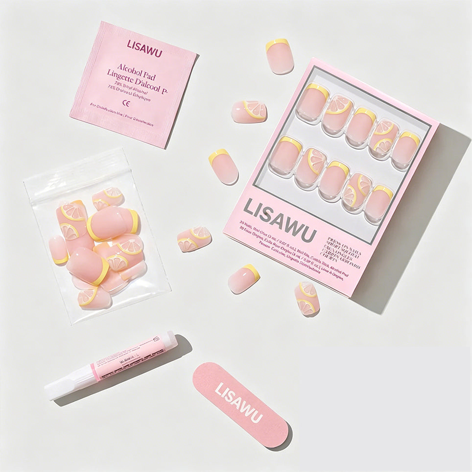 Limonata press-on nails - squoval shape, short length