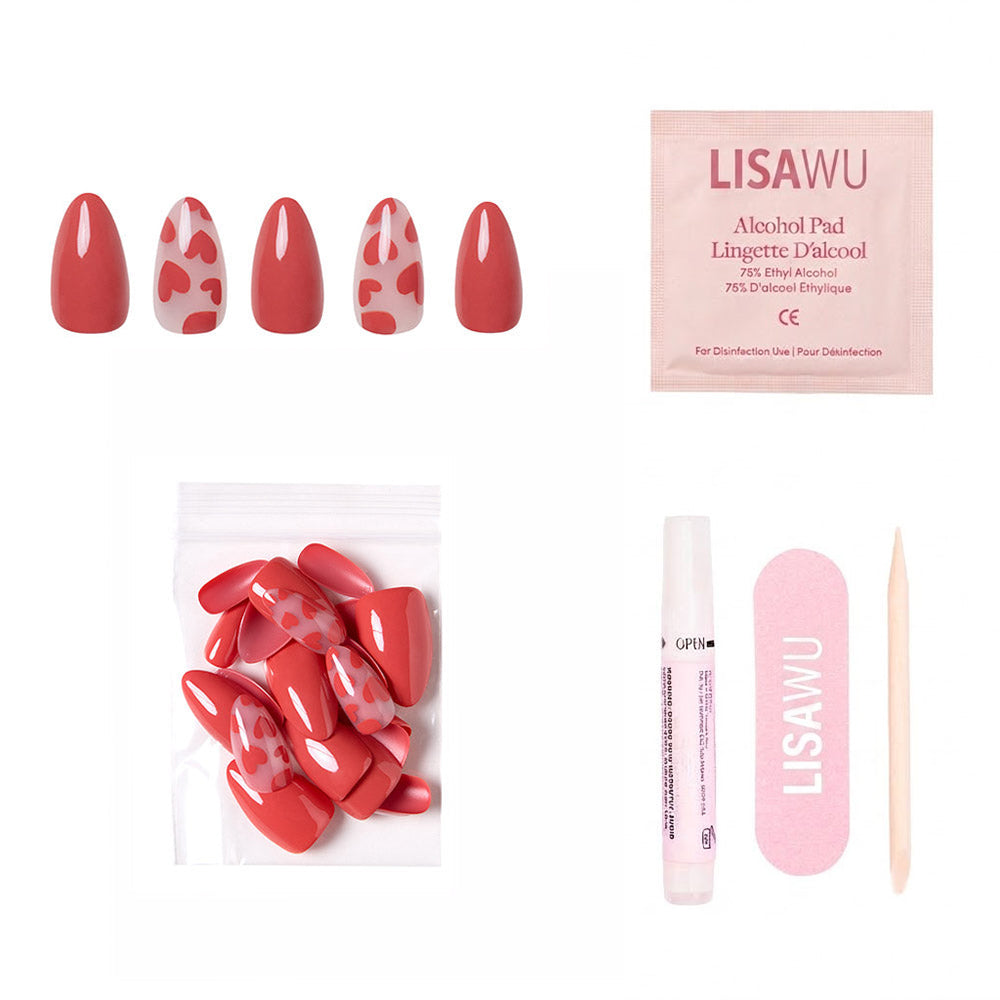 Love Me press-on nails - almond shape, short length