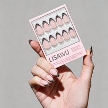Love Noir press-on nails in elegant black matte finish with almond shape stylish nail set for chic manicure