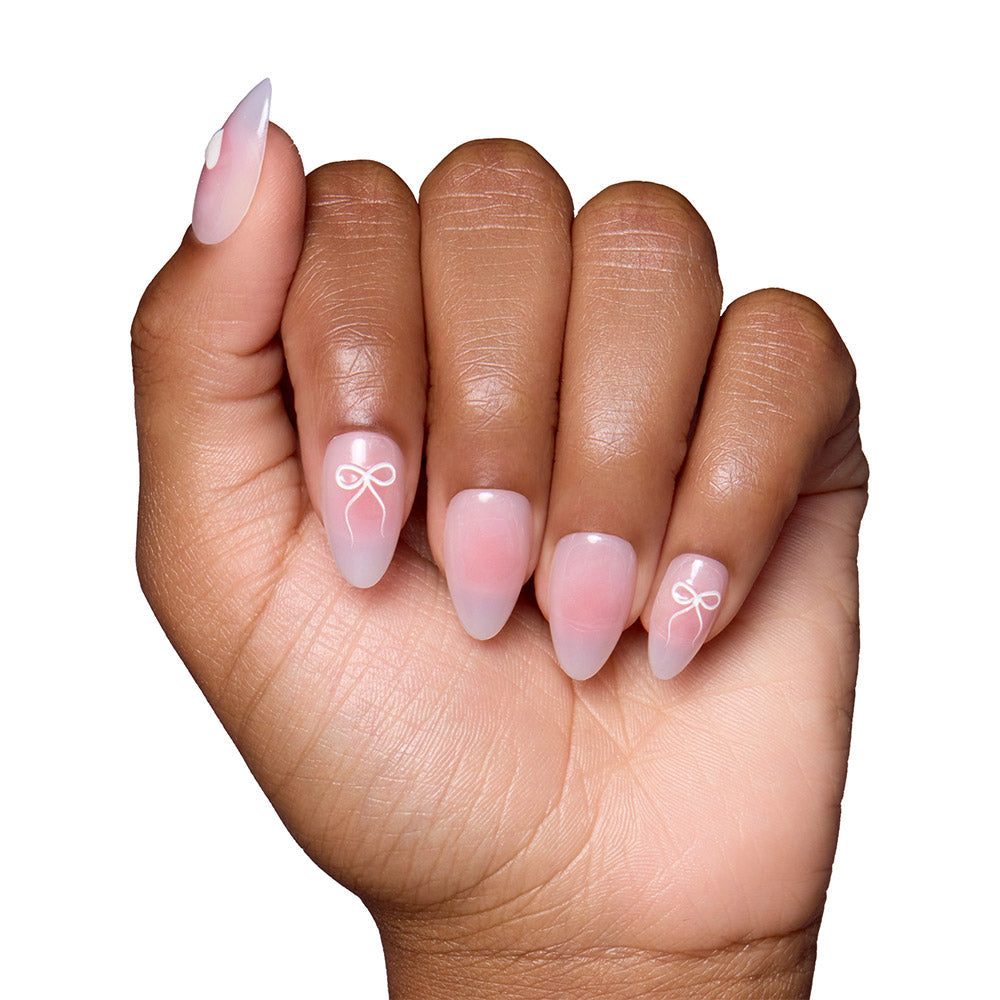 Lovers Knot press-on nails with glossy finish