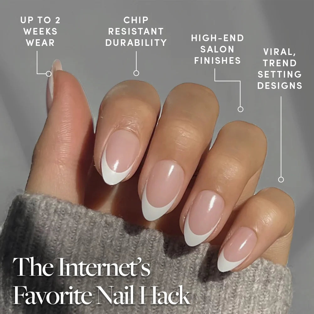 Ma Damn press-on nail design - french tip style detail