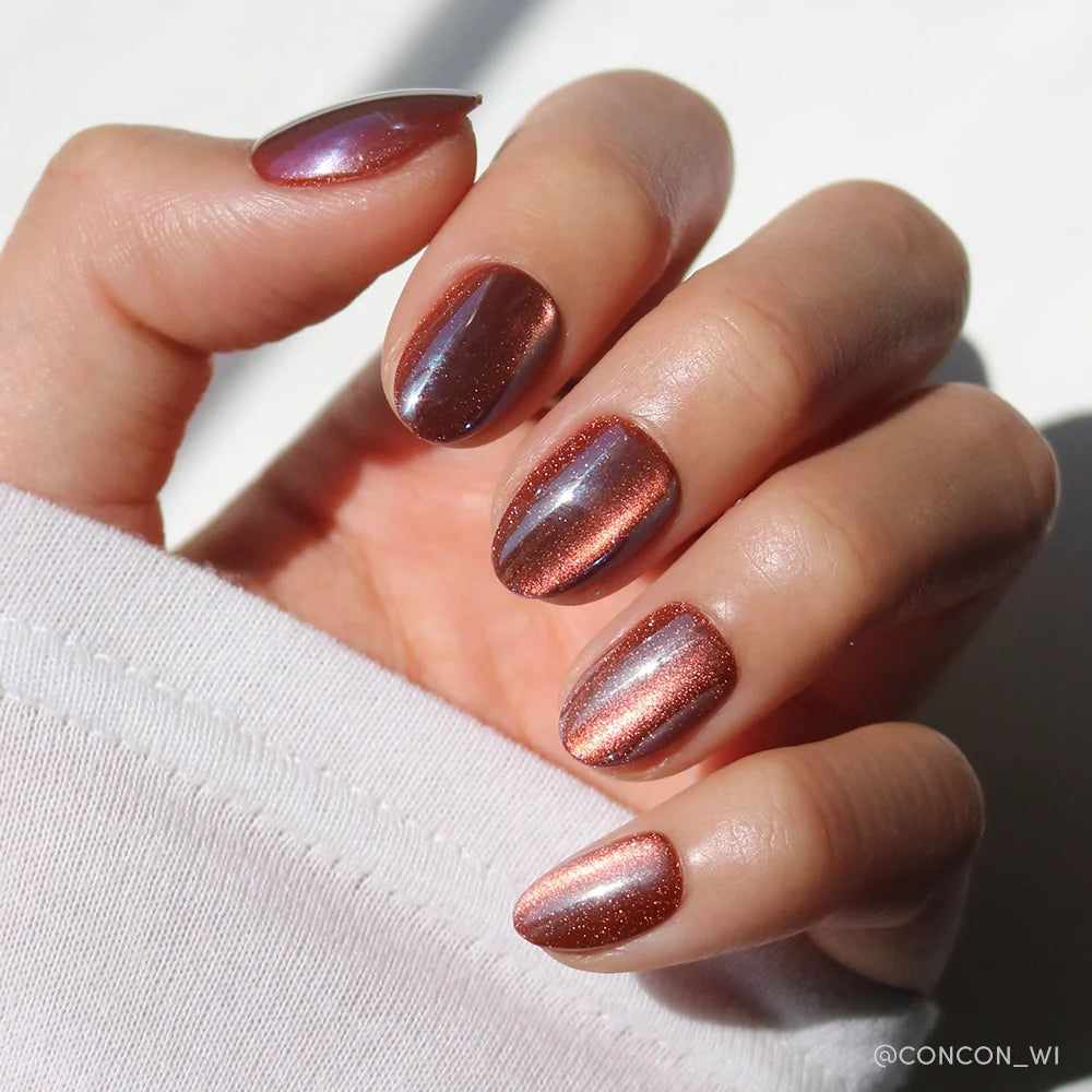 Magnetic Moscow press-on nails in brown shade