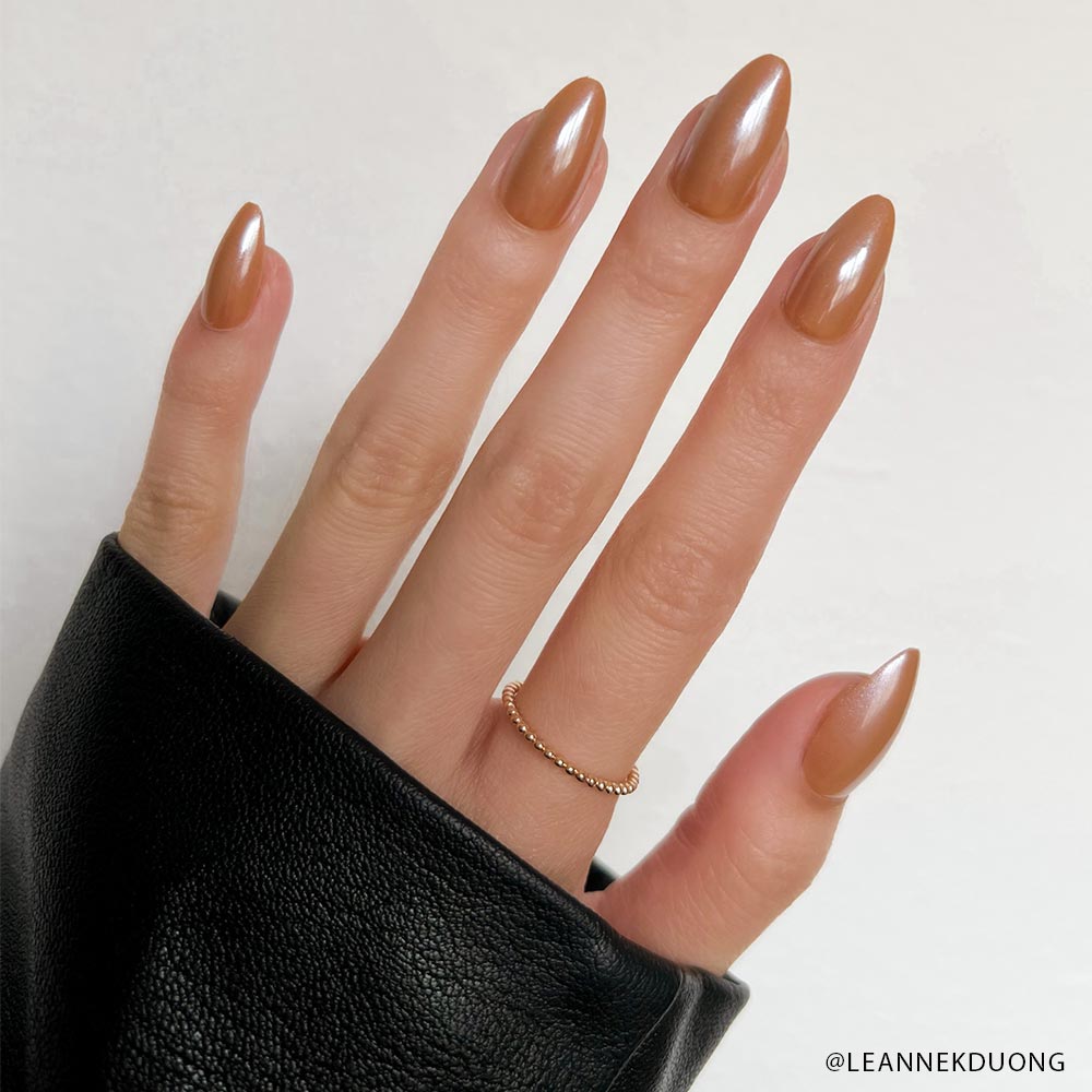 Maple Glaze press-on nails in brown shade