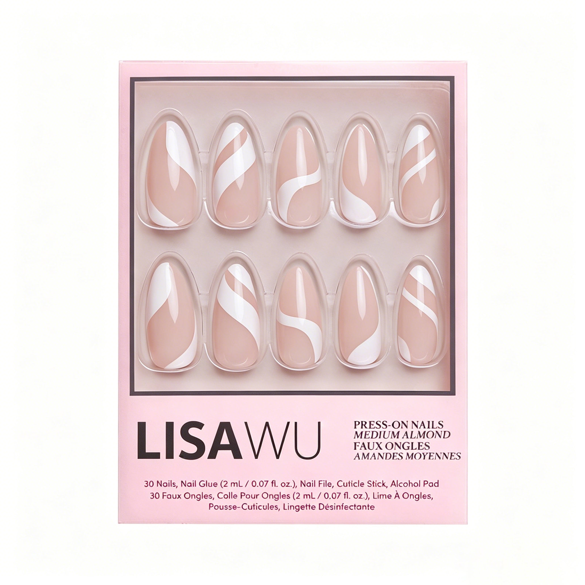 Marshmallow Swirl press-on nails in white shade
