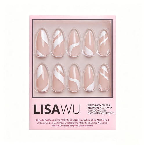 Marshmallow Swirl press-on nails in white shade