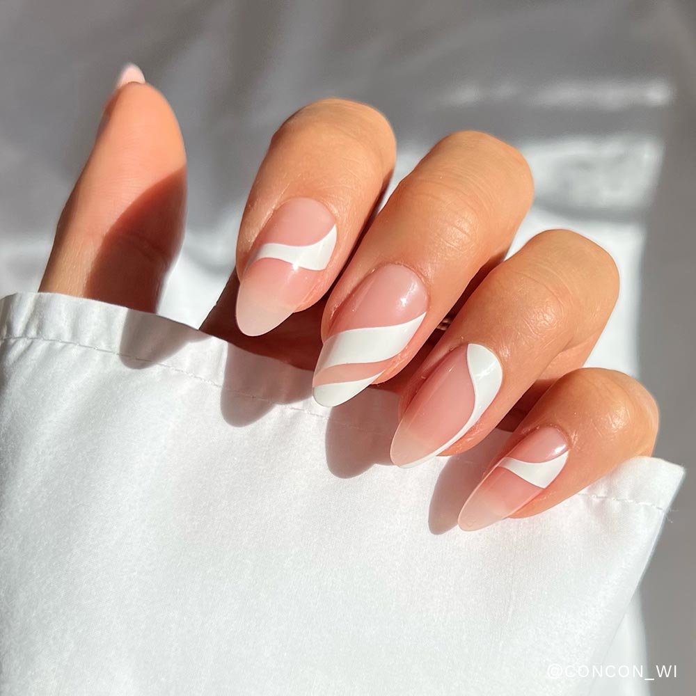 Marshmallow Swirl press-on nails in pink shade