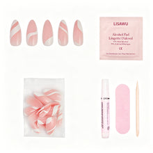 Marshmallow Swirl press-on nails with glossy finish