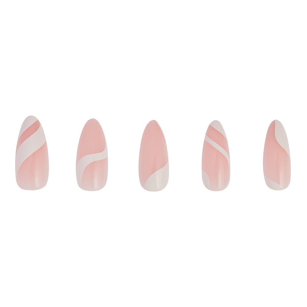 Marshmallow Swirl press-on nail design - patterns style detail