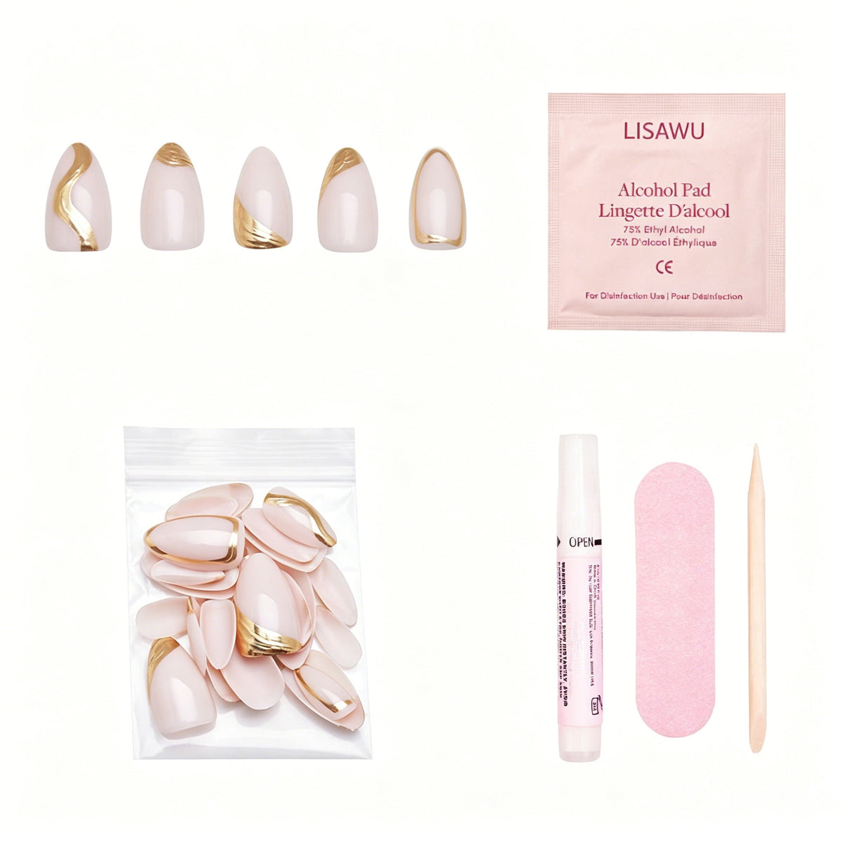 Material Girl press-on nails in white shade