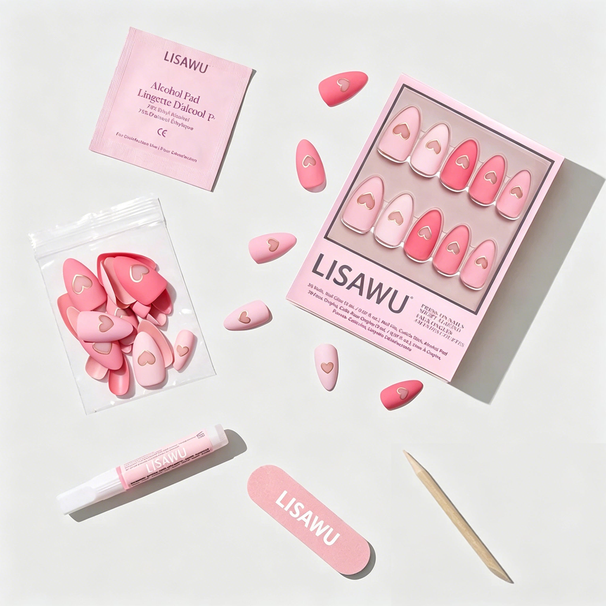 Matte in Love press-on nails featuring elegant matte finish in soft pink nail set perfect for everyday wear