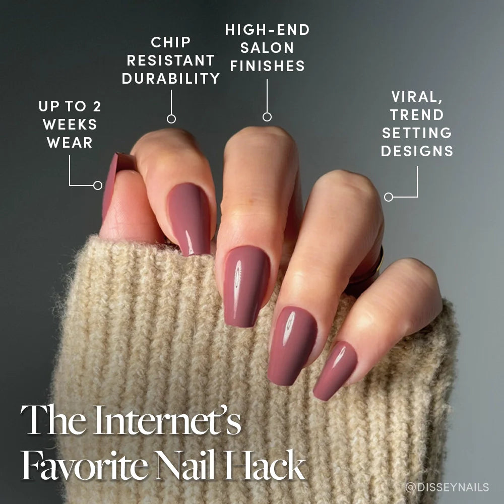 Mauve Affair press-on nails - coffin shape, medium length