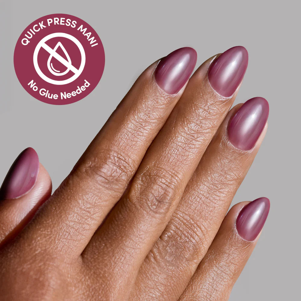 Mauve Muse press-on nails - oval shape, extra short length