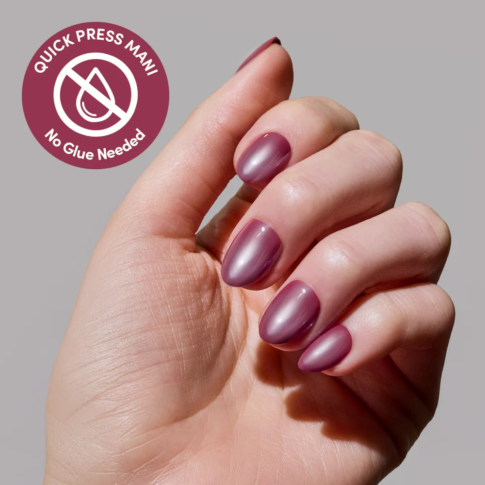 Mauve Muse press-on nail design - solid color style detail