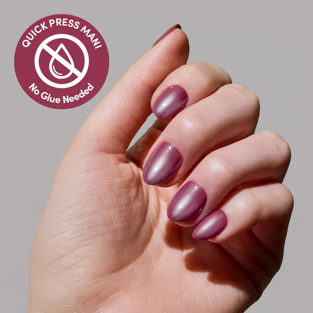 Mauve Muse press-on nail design - solid color style detail