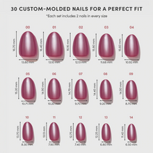 Mauve Muse press-on nails - oval shape, extra short length