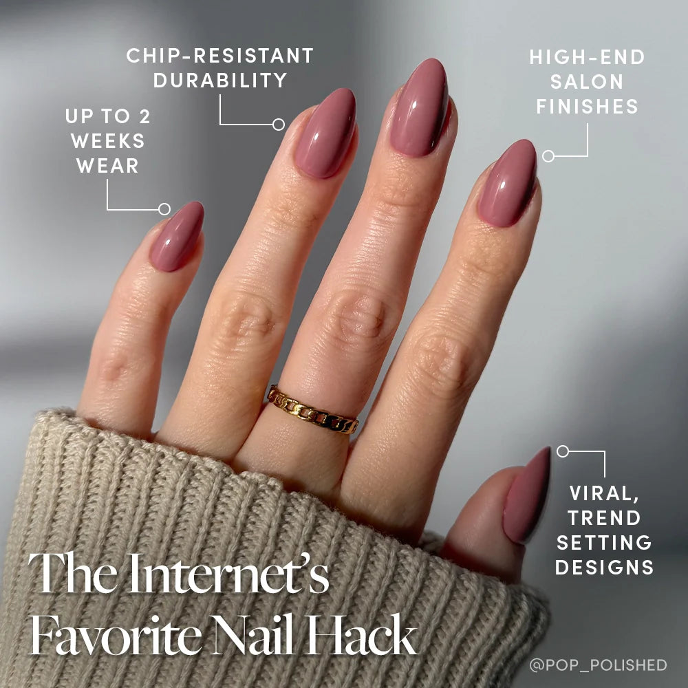 Mauve Obsession press-on nails - almond shape, short length