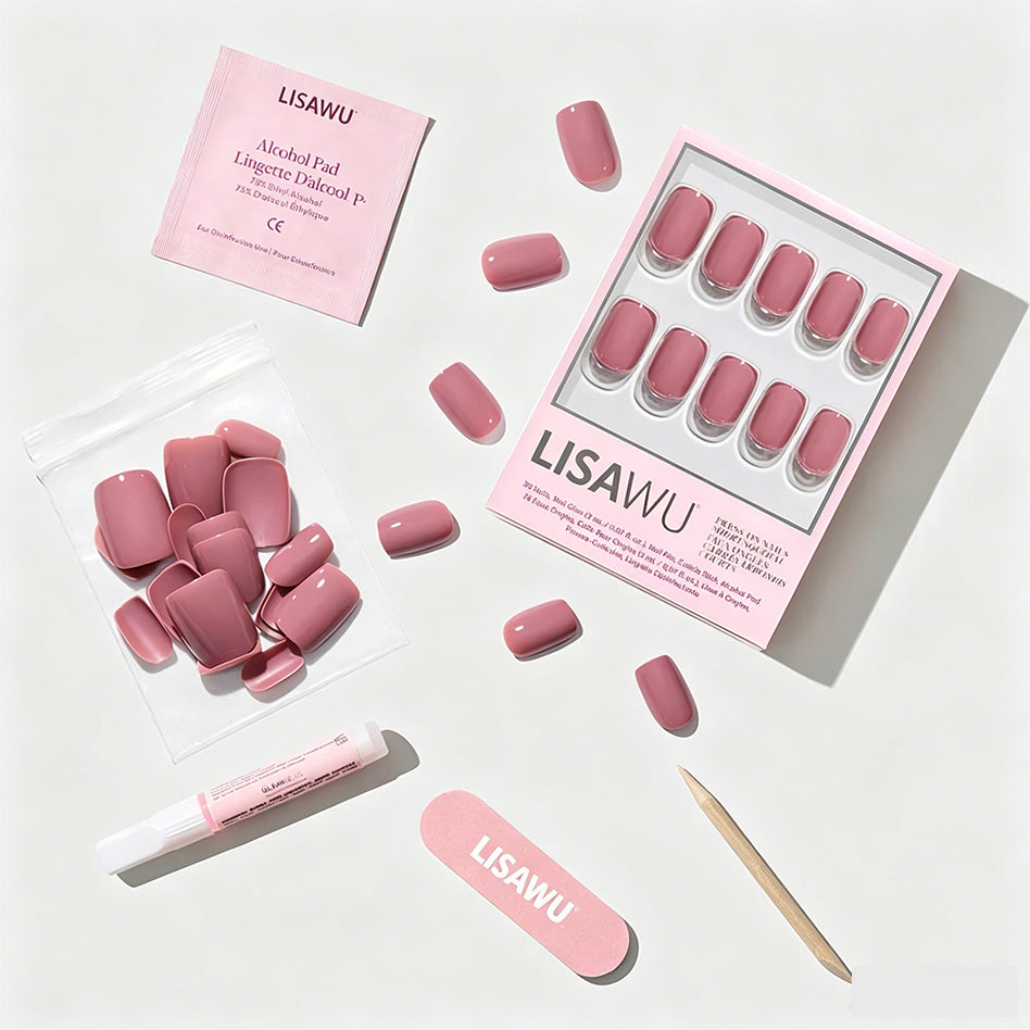 Mauve On press-on nails with glossy finish