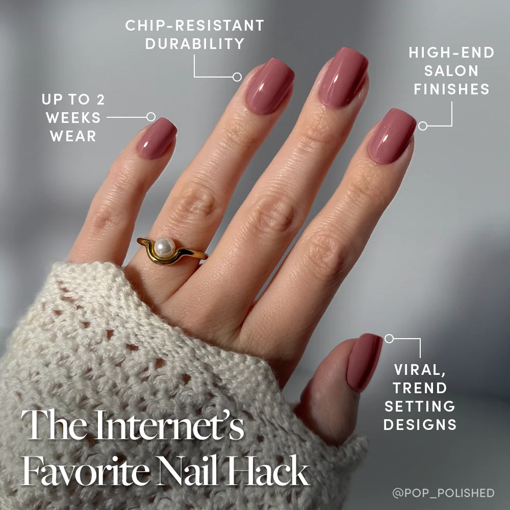 Mauve On press-on nails - squoval shape, short length