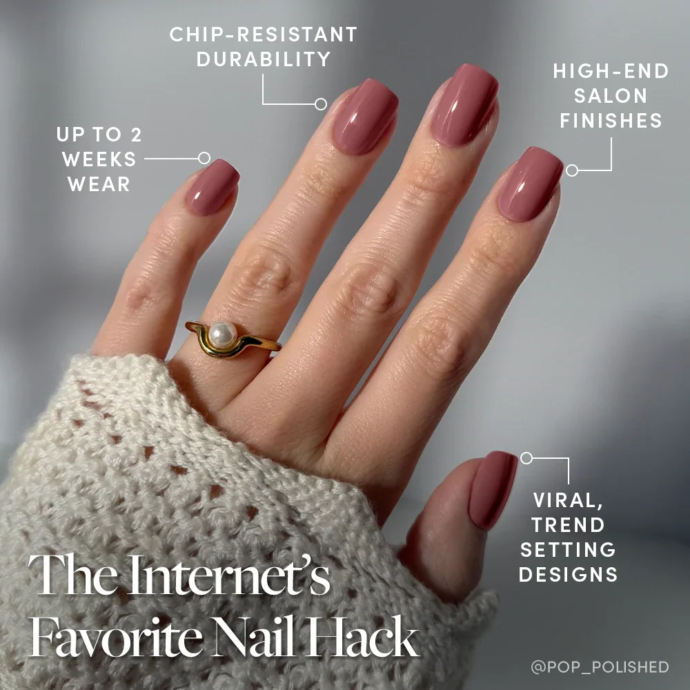 Mauve On press-on nails - squoval shape, short length