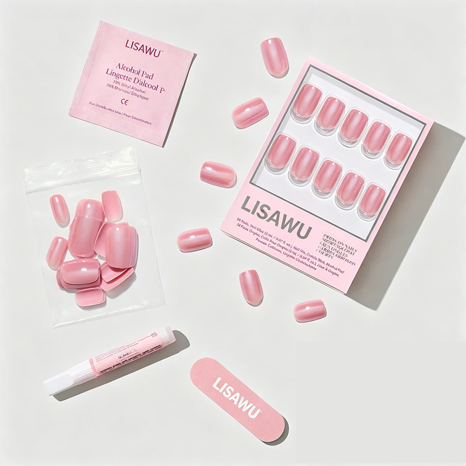 Mauve On Up press-on nails - squoval shape, short length