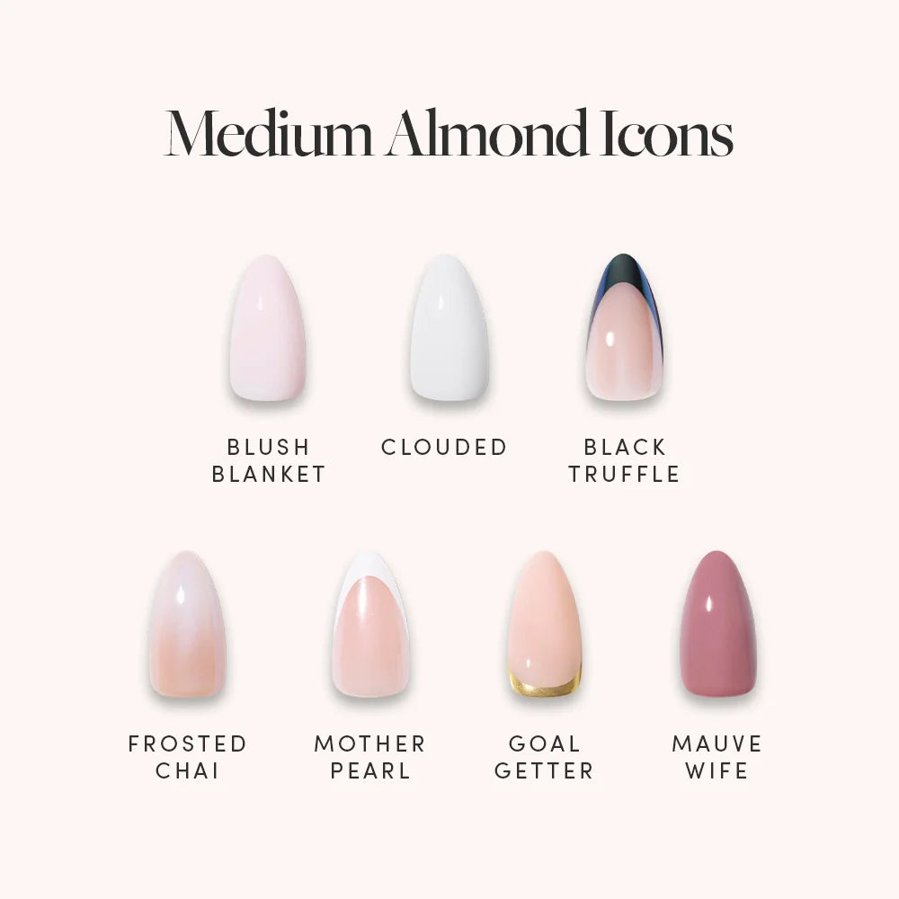 Lisawu Medium Almond Icons press-on nail bundle style selection