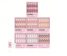Medium Almond Icons press-on nails in gold shade