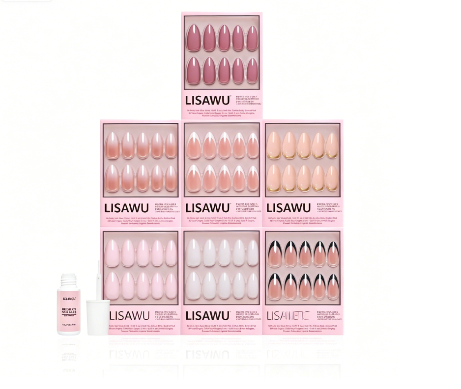 Medium Almond Icons press-on nails in gold shade