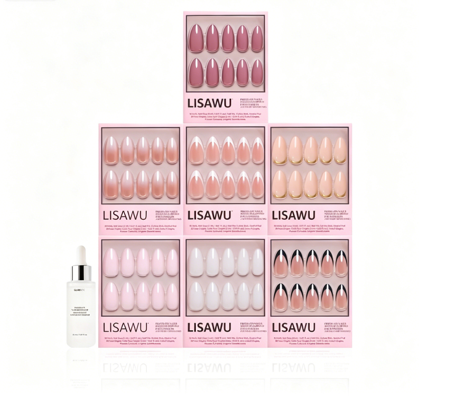 Medium Almond Icons press-on nails in nude shade