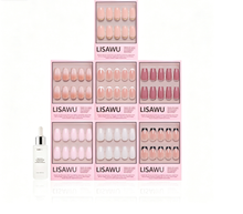 Medium Coffin Icons press-on nails in nude shade