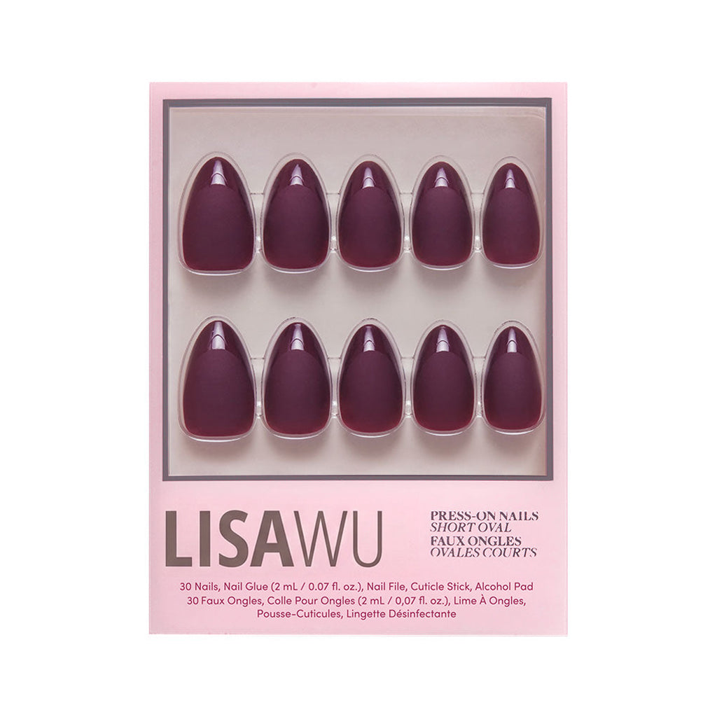 Merlot press-on nails in red shade