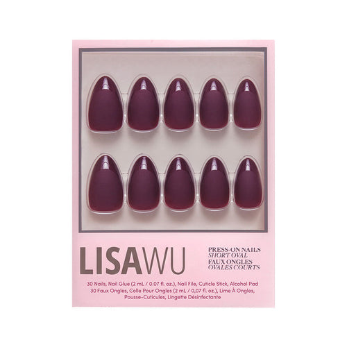 Merlot press-on nails in red shade