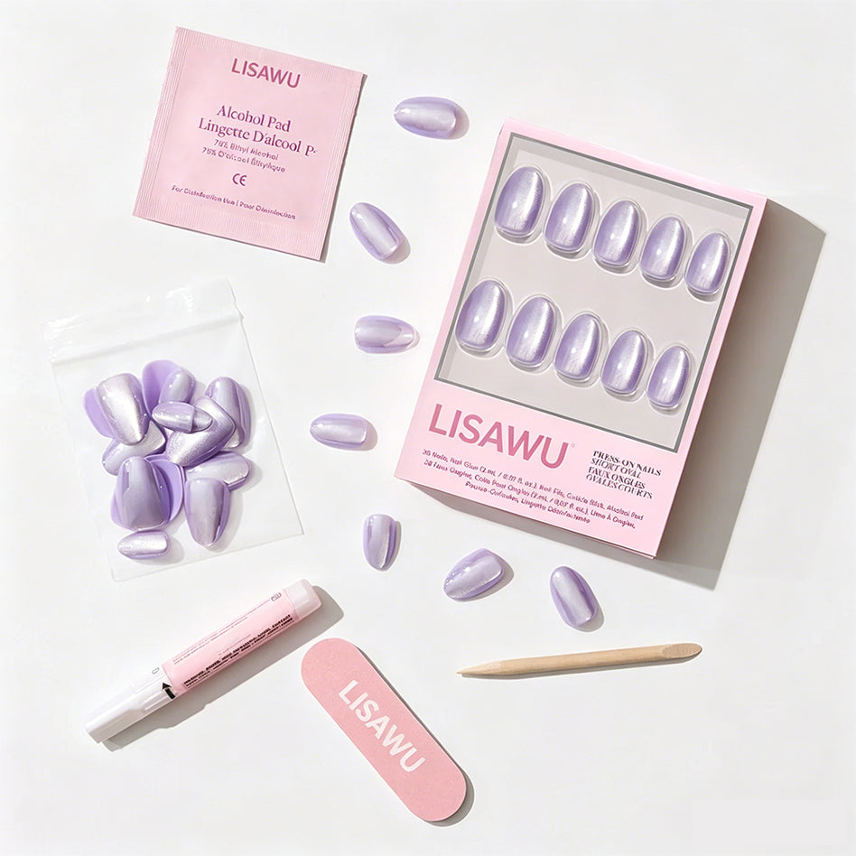 Mermaid's Tail press-on nails - oval shape, short length