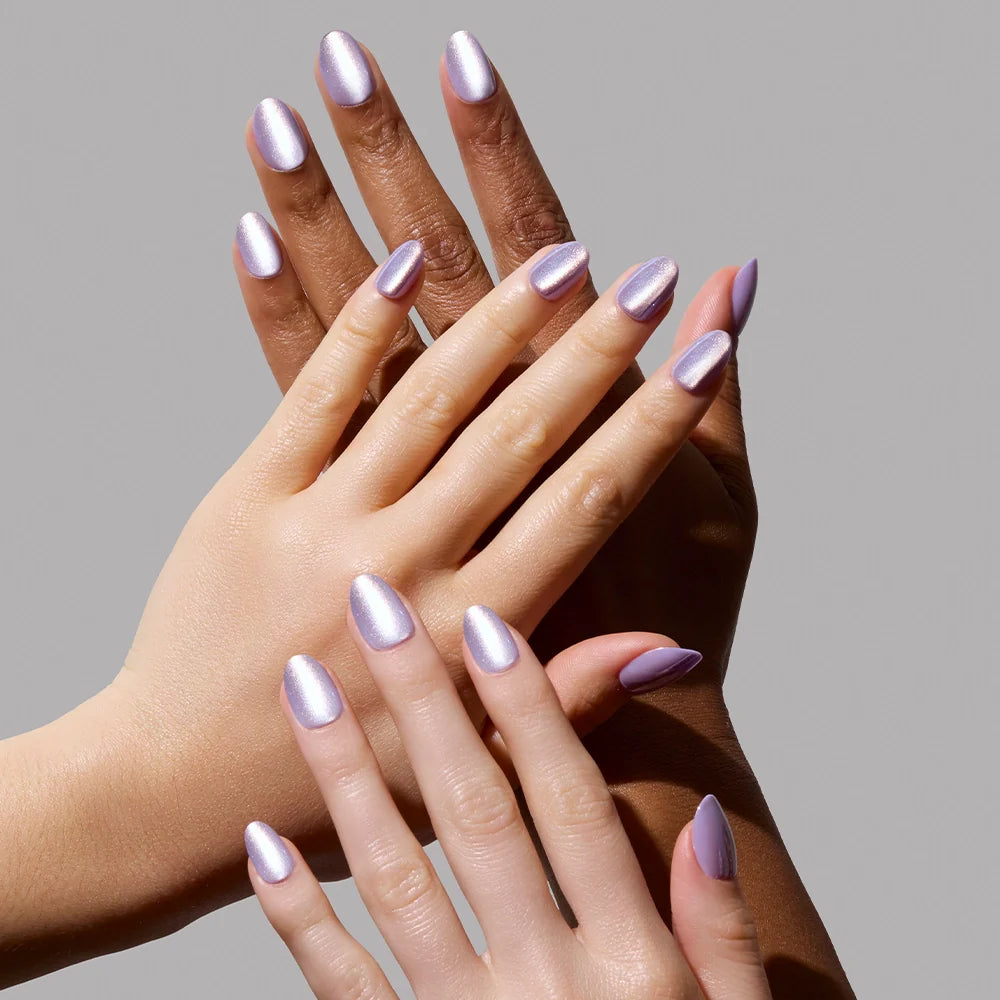 Mermaid's Tail press-on nails in silver shade