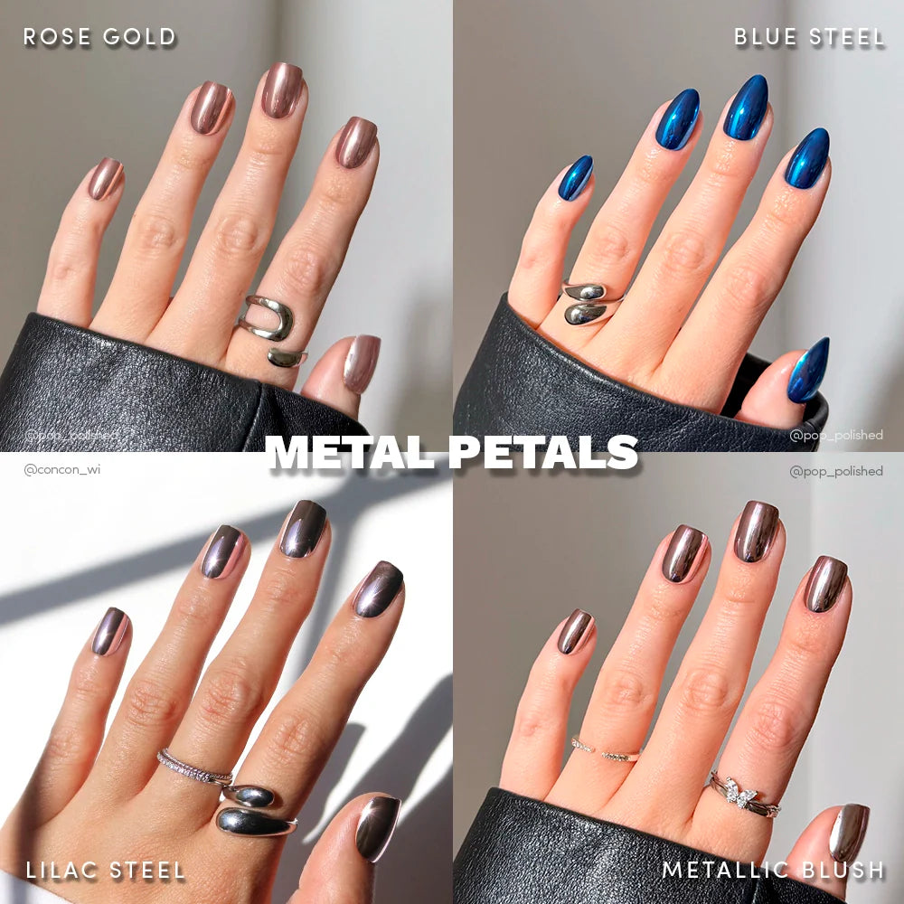 Lisawu Metal Petals press-on nail bundle manicure lifestyle photo