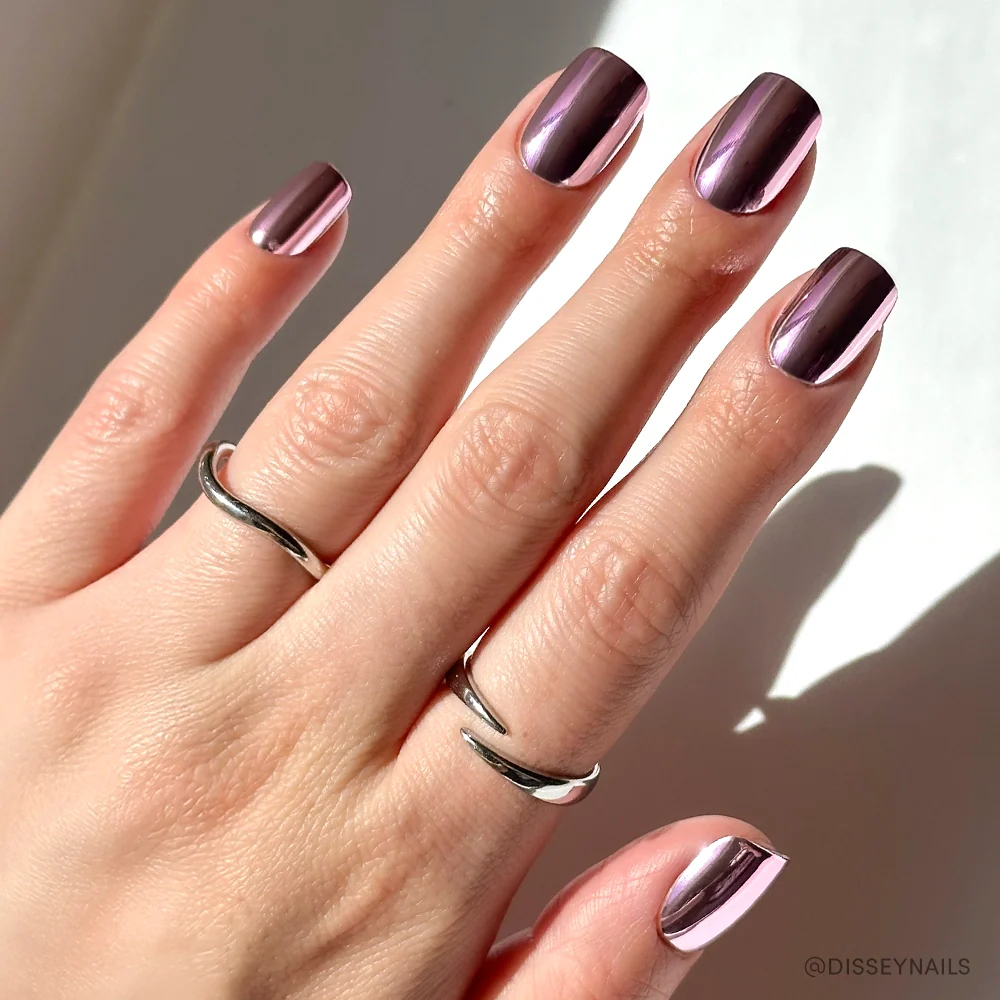 Metallic Blush press-on nails in pink shade